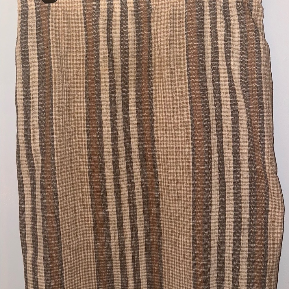 Brown Tan Midi Pencil Skirt with Pleated Style for Casual Work